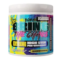 Chaos Crew Bring the Chaos Giant Strawberries Pre-Workout – 25 Servings Tub Front Label